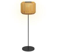 Outsunny Lámpara de Exterior de Ratán, Lámpara de Jardín Solar, Encendido Automático, LED, Resistente a la Intemperie, Marco de Metal, Ø34 x 130cm, Negro/Amarillo