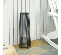 Outsunny Lámpara de pie Mimbre/Ratán Solar LED 0,8 W Automática Exterior Negro Ø21,5x61 cm