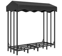 Outsunny Leñero con Cubierta Soporte para Leña para Exterior con Estructura Reforzada 143x70x145 cm Negro
