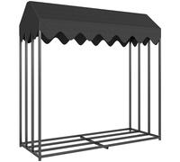 Outsunny Leñero Exterior Metálico de Chimenea Soporte para Leña con Cubierta Impermeable Carga 300 kg 186x70x185 cm Negro Aosom España