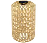 Outsunny Linterna de Jardín de Ratán Sintético Farola Solar con Luces LED Encendido y Apagado Automático Diseño Bohemio Impermeable para Terraza Balcón Patio Ø30x55 cm Natural Natural wood 30x30x55cm