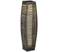 Outsunny Linterna de Jardín de Ratán Sintético Luces Solares Exterior con Luces LED Encendido/Apagado Automático para Terraza Balcón Patio Gris Gray 21x21x78cm
