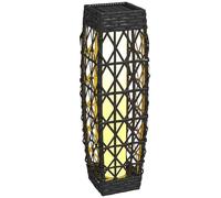 Outsunny Linterna de Jardín de Ratán Sintético Farola Solar con Luces LED Encendido y Apagado Automático para Terraza Balcón Patio 20x20x68 cm Gris