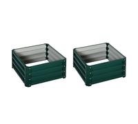 Outsunny Lote de 2 jardineras elevadas, huerto cuadrado de jardín para verduras, flores, acero galvanizado 60 x 60 x 30,5 cm, verde Aosom España