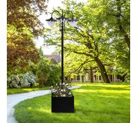 Outsunny luz solar luz de jardín lámpara de 3 vueltas con base de maceta de acero inoxidable
