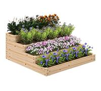 Outsunny Macetero Cuadrado sin Fondo 113x113x46 cm Madera Natural