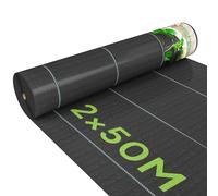 Outsunny Malla Antimaleza 2x50 m 130 g/m² para Control de Malezas Malas Negro Black 20x5000 cm
