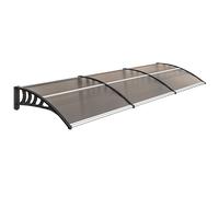 Outsunny Marquesina Exterior para Puertas Soporte de Aleación de Aluminio Policarbonato 300x96x27 cm Marrón Aosom España