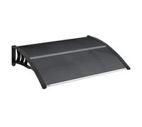 Outsunny marquesinas exterior para puertas y ventanas, 100x75 cm, tejadillo de protección contra sol y lluvia, con cubierta de policarbonato, barra de aluminio, transparente, negro