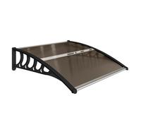 Outsunny marquesinas exterior para puertas y ventanas, 103x96,5 cm, tejadillo de protección contra sol y lluvia, con cubierta de policarbonato, soportes de pp y regleta de aluminio, marrón