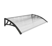 Outsunny marquesinas exterior para puertas y ventanas, 110x60 cm, tejadillo de protección contra sol y lluvia, con cubierta de policarbonato, soportes de pp y regleta de aluminio, negro y transparente