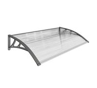 Outsunny marquesinas exterior para puertas y ventanas, 110x60 cm, tejadillo de protección contra sol y lluvia, con cubierta de policarbonato, soportes de pp y regleta de aluminio, gris y transparente