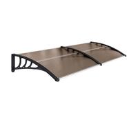 Outsunny marquesinas exterior para puertas y ventanas, 195x75 cm, tejadillo de protección contra sol y lluvia, con cubierta de policarbonato, soporte de aleación de aluminio, marrón