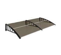Outsunny marquesinas exterior para puertas y ventanas, 200x96 cm, tejadillo de protección contra sol y lluvia, con cubierta de policarbonato, soportes de pp y regleta de aluminio, marrón