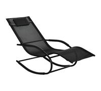 Outsunny Mecedora de Diseño Contemporáneo con Reposacabezas y Reposabrazos de Metal Galvanizado y Textileno, 63x160x88 cm, Negro Aosom España
