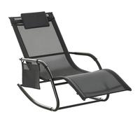 Outsunny Mecedora de Exterior con Reposabrazos y Bolsillo Lateral Negro