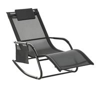 Outsunny Mecedora de Exterior Tumbona Mecedora con Reposabrazos Reposacabezas Acolchado y Bolsillo Lateral Carga 120 kg para Jardín Terraza Patio 150x62x88 cm Negro