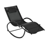 Outsunny mecedora de exterior tumbona mecedora con reposacabezas reposabrazos y marco metálico carga 120 kg para interior y exterior 155x61x88 cm negro