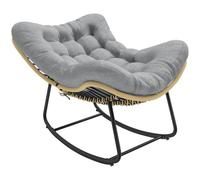 Outsunny Mecedora de Rattan con cojín Grueso 120kg 87x110x70cm Gris | Mecedora, columpio de jardín, sillón lounge interior/exterior, muebles de jardín para patio
