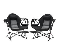 Outsunny Mecedora Jardín Exterior con Reposapiés Pack 2 120 kg Negro