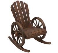 Outsunny Mecedora Rústica de Madera Maciza para Exteriores Sillón Balancín de Terraza o Jardín 88x68x92 cm Color Madera Envejecida Aged wood 88x68x92cm