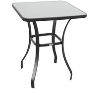 Outsunny Mesa Auxiliar de Cristal Templado Cuadrada Bordes Redondeados Mesita Café para Patio Terraza Balcón Negro y Transparente 68,5x68,5x84 cm