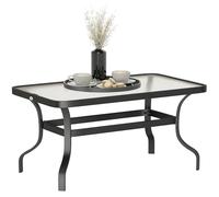 Outsunny - Mesa auxiliar de jardín rectangular con tapa de cristal templado para exterior, terraza, balcón, 95 x 55 x 46 cm, color negro