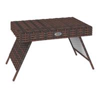Outsunny Mesa Auxiliar de Ratán Mesa de Jardín Mesa de Centro Mesa de Centro Resistente a la Intemperie Mesa de Camping Mesa Plegable para balcón, jardín, 60 x 41 x 41 cm, Marrón Brown 60x41x41cm