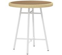 Outsunny Mesa Auxiliar de Ratán Sintético con Tablero de Madera Plástica Marco de Acero Galvanizado 50x50x55 cm Natural Aosom España