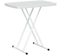 Outsunny Mesa auxiliar plegable de HDPE mesa plegable altura ajustable en 6 niveles para patios jardines 76x50x74 cm Blanco Aosom España