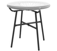 Outsunny Mesa Auxiliar Redonda de Ratán Sintético para Exteriores con Encimera de Vidrio Templado Ø50x50 cm Gris Aosom España