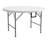 Outsunny Mesa Auxiliar Redonda Mesa de Jardín Plegable con Marco de Acero y Encimera de HDPE Carga 80 kg para Interior y Exterior Ø122x73 cm Blanco White 122x122x73cm