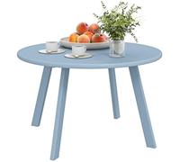 Outsunny Mesa baja redonda pequeña mesa auxiliar con patines antideslizantes, marco de metal, para jardín, balcón, terraza, salón, diámetro 70 x 42 cm, color azul