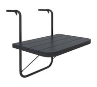 Outsunny Mesa Colgante Balcón Plegable de Aluminio 60x40x55-64 cm con Altura Ajustable en 4 Niveles Carga 25 kg Negro Aosom España