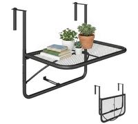 Outsunny Mesa Colgante Mesa de Balcón con Brazo Regulable y Altura Ajustable en 3 Posiciones Marco Metálico 60x56,5x45 cm Negro Aosom España