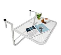 Outsunny Mesa Colgante de Balcón con Brazo Regulable y Altura Ajustable en 3 Posiciones Marco Metálico Carga Máx. 30 kg 60x56x50 cm Negro White 60x56.5x45cm