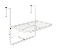 Outsunny Mesa Colgante de Balcón con Brazo Regulable y Altura Ajustable en 3 Posiciones Marco Metálico Carga Máx. 30 kg 60x56x50 cm Blanco