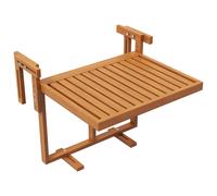 Outsunny Mesa Colgante de Balcón Mesa para Balcón Plegable de Madera con Altura Ajustable en 4 Niveles Carga 20 kg para Terraza 68x65x40,5-55 cm