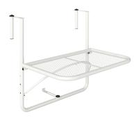 Outsunny Mesa Colgante Mesa de Balcón con Brazo Regulable y Altura Ajustable en 3 Posiciones Marco Metálico 60x56,5x45 cm Blanco Aosom España