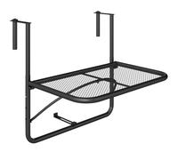 Outsunny Mesa Colgante Mesa de Balcón con Brazo Regulable y Altura Ajustable en 3 Posiciones Marco Metálico 60x56,5x45 cm Negro Aosom España