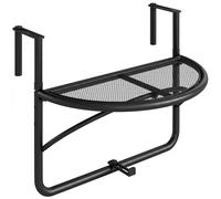 Outsunny Mesa Colgante Mesa de Balcón Semicircular Ajustable en Altura para Barandilla Terraza Patio 60x45x50 cm Metal Gris Aosom España