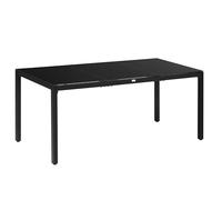 Outsunny Mesa de jardín rectangular mesa de comedor al aire libre para 8 con tapa de cristal templado y marco de aluminio 180 x 80 x 72 cm negro