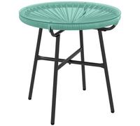Outsunny Mesa de Café Redonda de Jardín en Resina imitación Ratán Metal y Tapa de Vidrio Templado 50x50 cm Aosom España