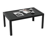 Outsunny Mesa de Centro de Jardín Rectangular, Mesa Auxiliar con Estructura de Acero Galvanizado y Superficie de Tablillas, Mesita de Café para Patio, Balcón, Terraza o Porche, Negro