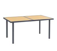 Outsunny Mesa de comedor de jardín para 6 personas mesa de jardín con tablero efecto madera en acero 150 x 90 x 72 cm madera natural