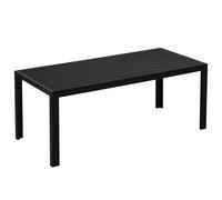 Outsunny Mesa Comedor Exterior 190x84,5x72 cm Efecto Madera Antideslizante | Mesa de Jardín Resistente a la Intemperie, para Camping, Balcón y Terraza, Color Negro