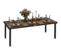 Outsunny Mesa de Comedor Exterior de Aluminio, Mesa de Jardín Exterior para 8 Personas con Encimera de Listones, para Terraza, Balcón, 190x90x74 cm, Natural y Negro Natural and black 190x90x74cm