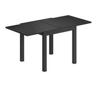 Outsunny Mesa de Comedor Exterior Extensible 80/160 cm para 4-6 Personas de Aluminio con Tapa de Listones Efecto Madera Negro