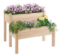 Outsunny Mesa de Cultivo Huerto Urbano Elevado de 2 Niveles 86x85x72 cm