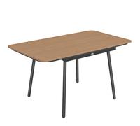 Outsunny Mesa de jardín 140 x 80 cm para 6 personas, resistente al óxido, mesa de comedor exterior con tablero WPC, patas ajustables, teca
